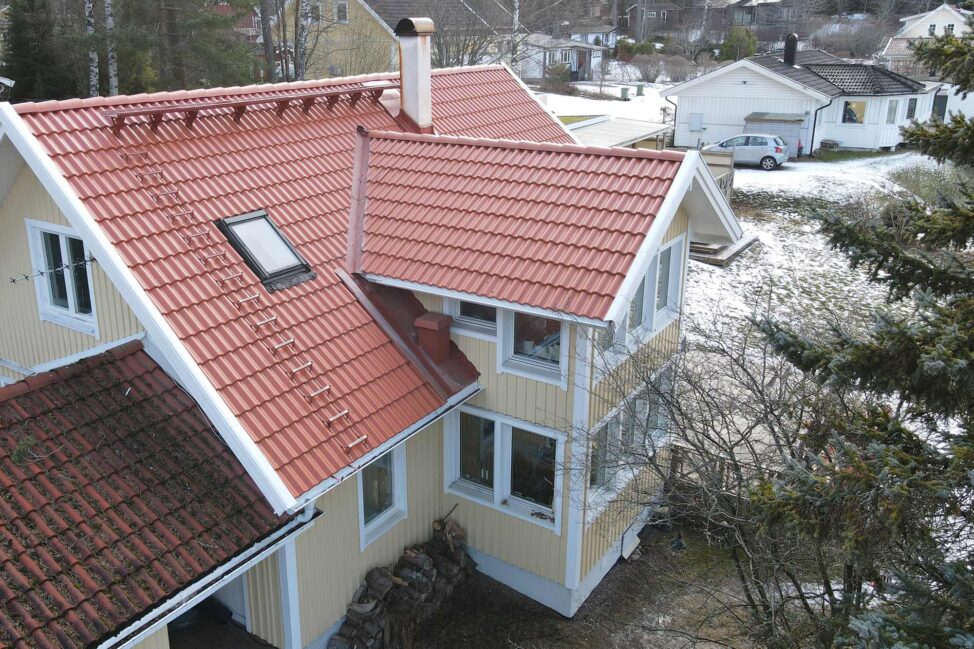 Nytt tak som lagts av Swedala tak i Norrköping.