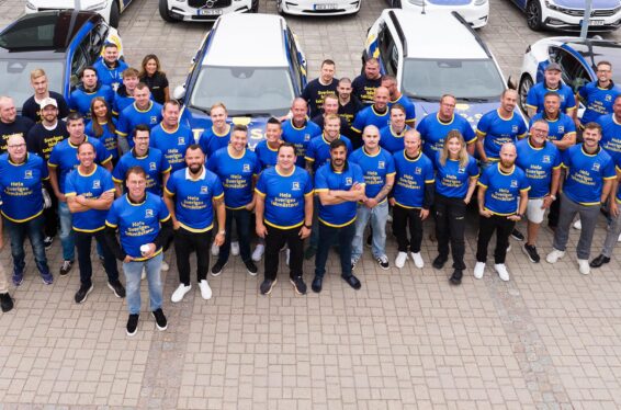 En bild med alla takmästare och personal samlade